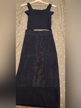 Express Black Knit Two-Piece Skirt Set